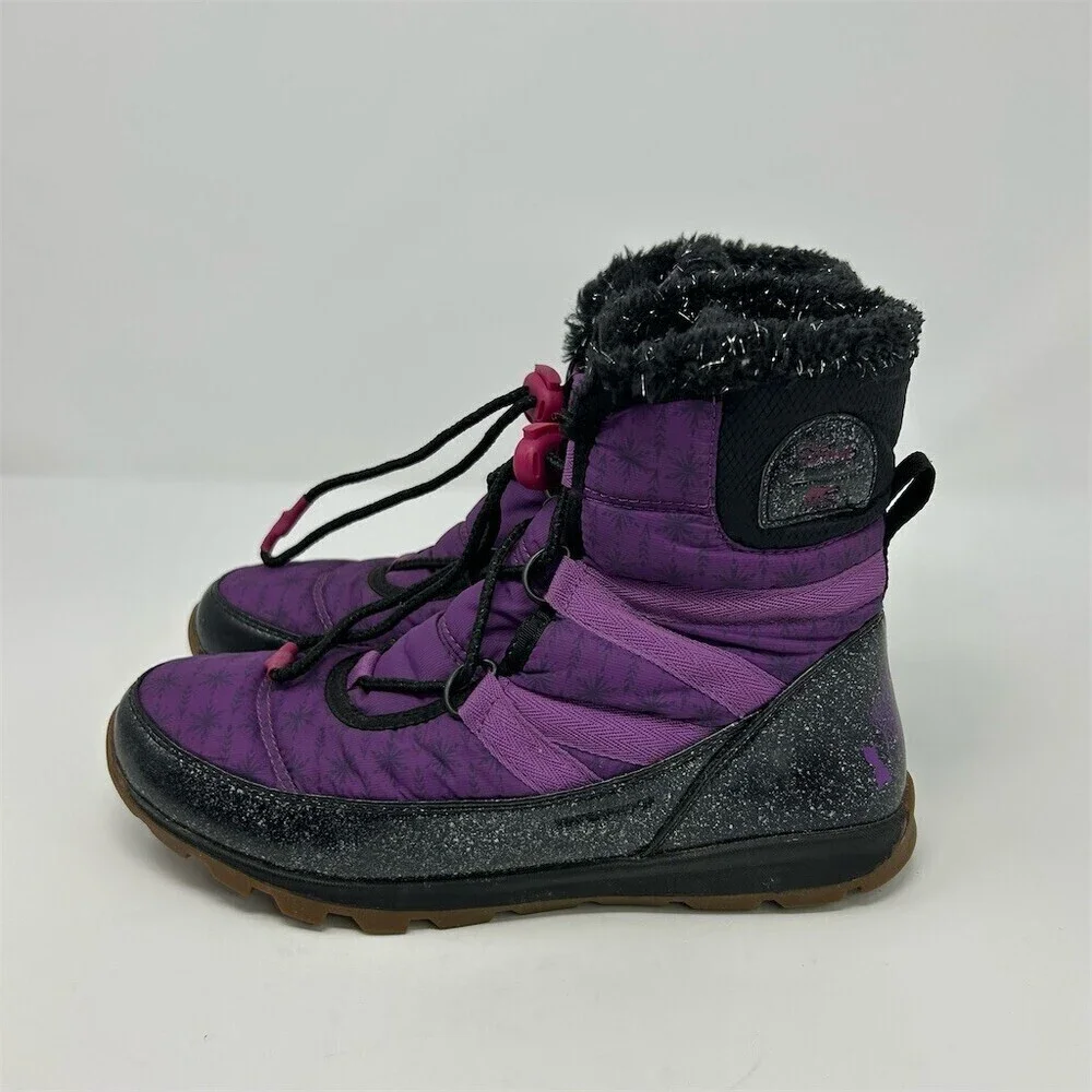 Sorel Disney Frozen 2 Whitney Short Girls Snow Boots Purple Glitter Elsa Size 6